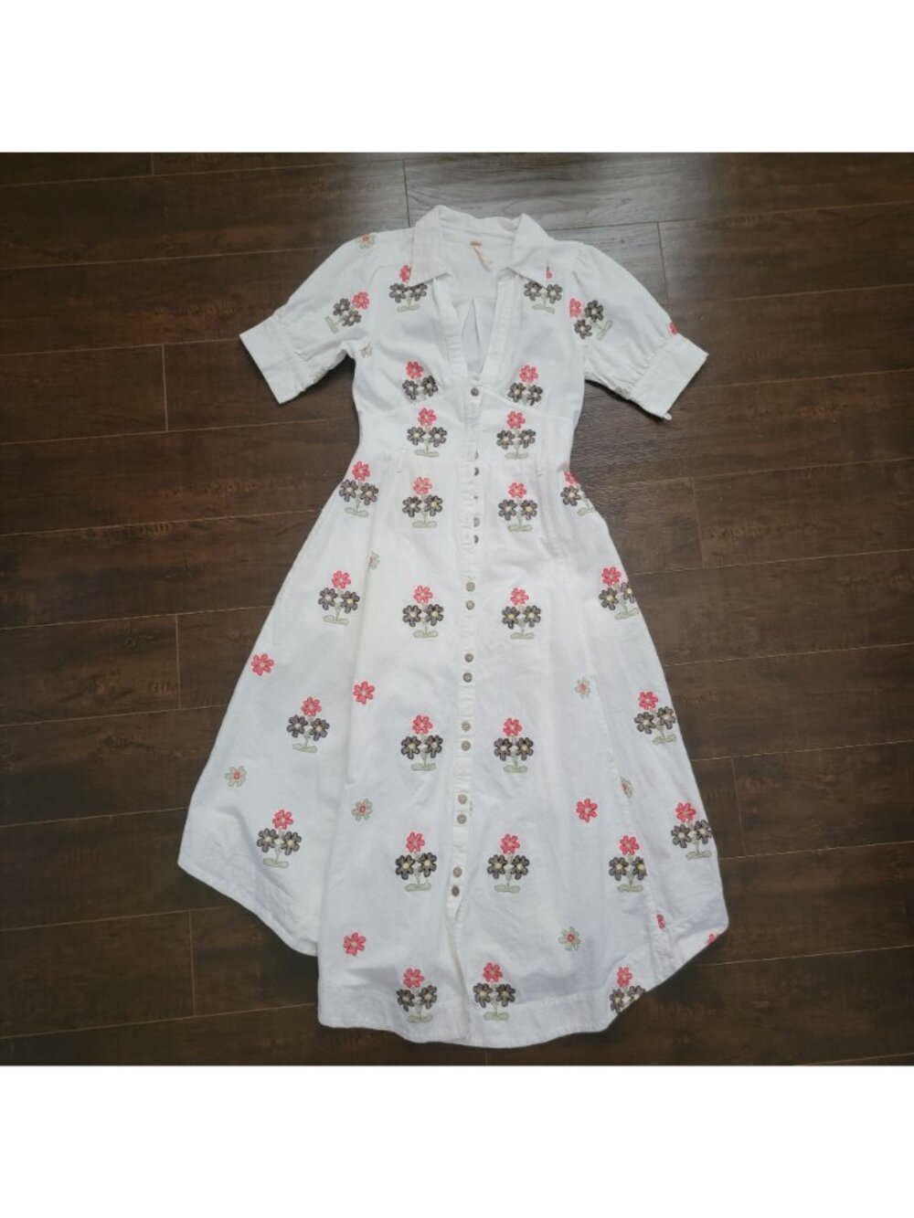 Free People Piru Midi Dress Embroidered Boho Vintage Festival Fairy Womens 0 - Picture 3 of 11